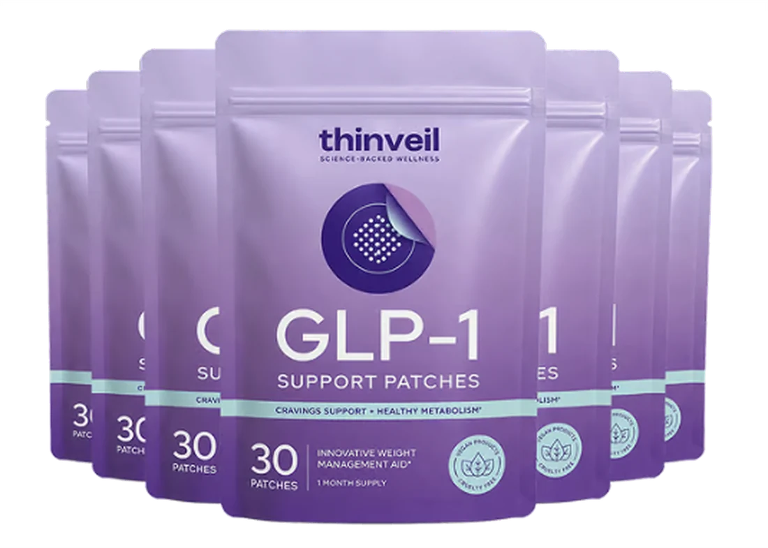 Thinveil GLP-1 Support Patches – sechs Beutel mit je 30 Pflastern